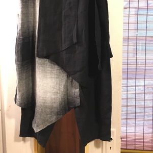 Banana Blue Linen Draped Pants Lagenlook